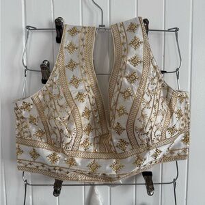 Embroidered Gold and Cream Women's Top